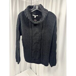 Seven7 Chenille Black Cable Knit Cowl Neck Sweater Sz Small Super Soft MSRP $74